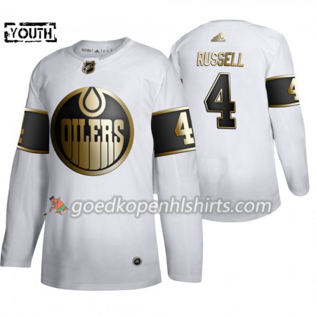 Edmonton Oilers Kris Russell 4 Adidas 2019-2020 Golden Edition Wit Authentic Shirt - Kinderen